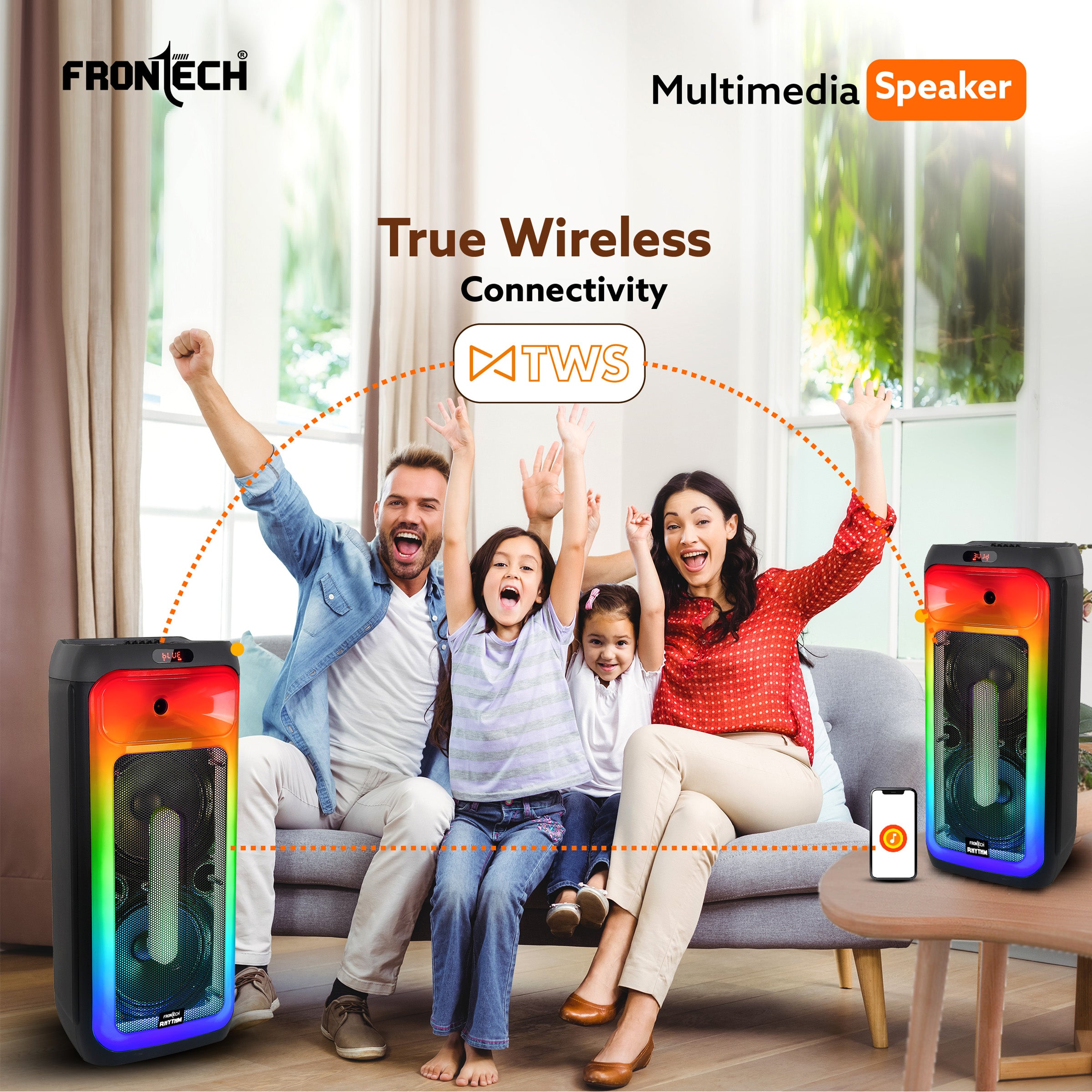 Frontech Rhythm Wireless 120W Bluetooth 5.0 Trolley Speaker (SW-0220) Frontech Rhythm Wireless 120W Bluetooth 5.0 Trolley Speaker (SW-0220)